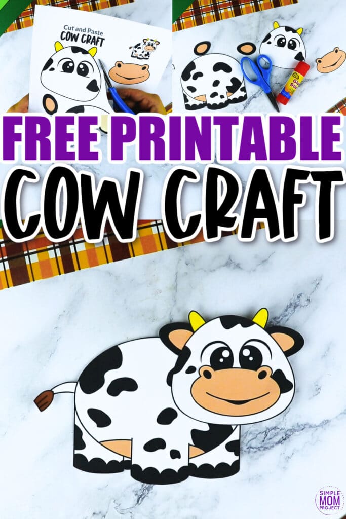 Are you looking for an easy and printable way to teach the letter C? Why not use our fun cow craft? This farm animal cow template is perfect! With the simple cut out cow printable kids of all ages can get involved in this diy cute cow craft. From preschool, toddler and kindergarten age to big kids too, they will all love this farm animal activity!