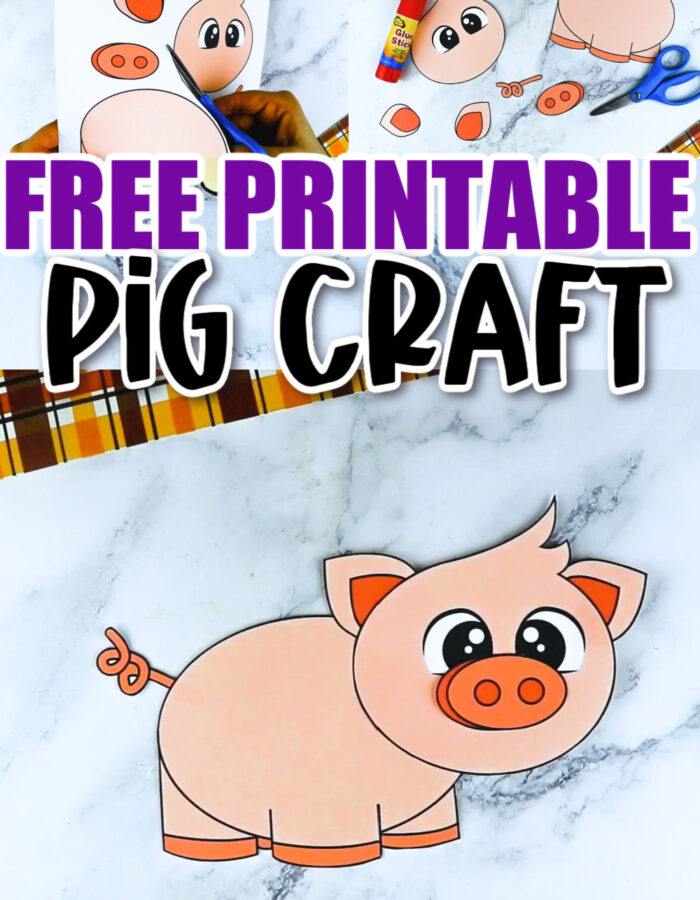 Are you looking for a printable pig craft activity to do with your preschool, toddler, or kindergarten class? This fun pig craft is a great way to teach about the letter P. You can cut out and glue pom poms to the pig to make him really come alive! Print three of them and tell the story about the three little pigs! Your kids will love making this fun, free printable pig craft today!