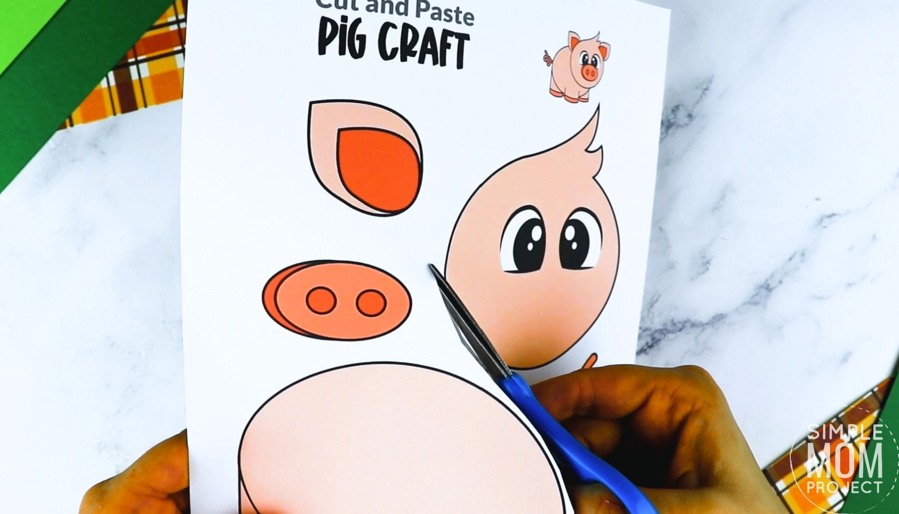 Free Printable Farm Pig Craft for Kids Preschoolers toddlers