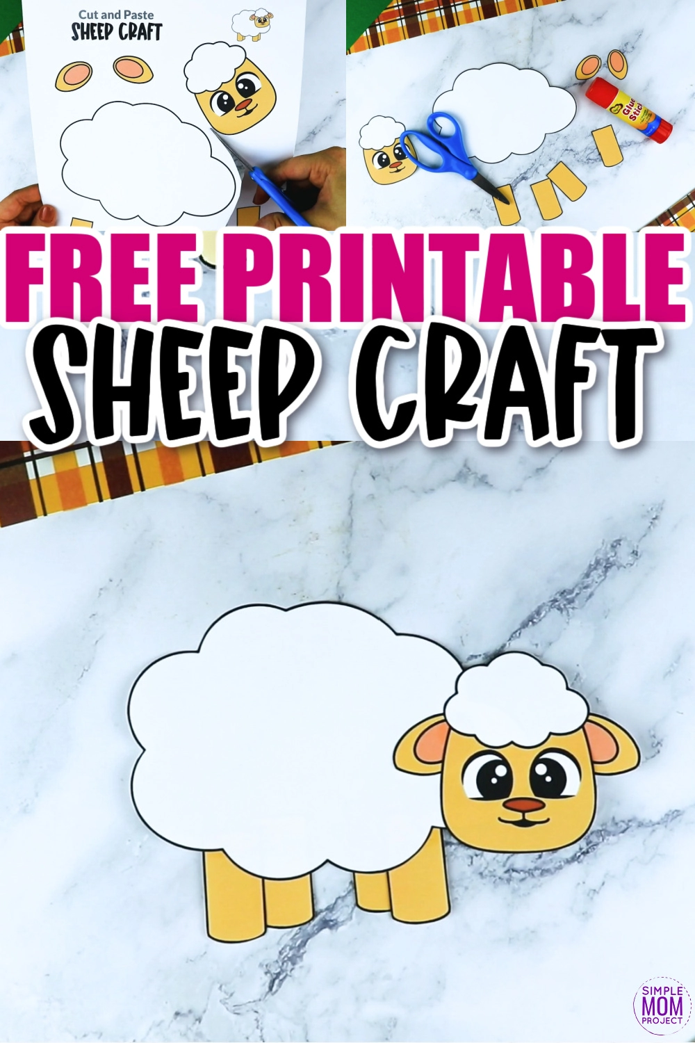 Easy Cotton Ball Sheep Craft (Free Printable)