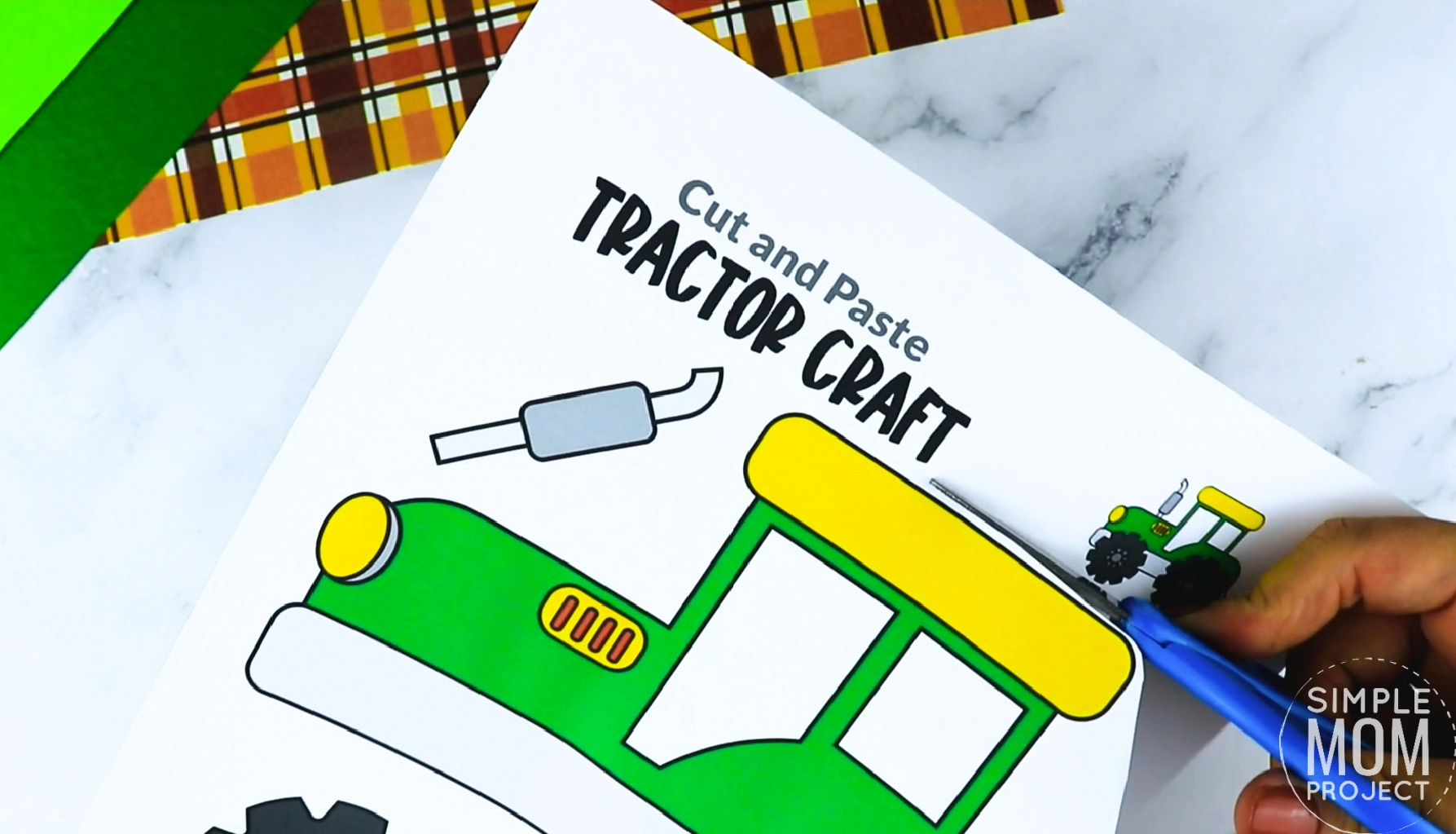Free Printable Farm Tractor Craft for Kids Preschoolers toddlers