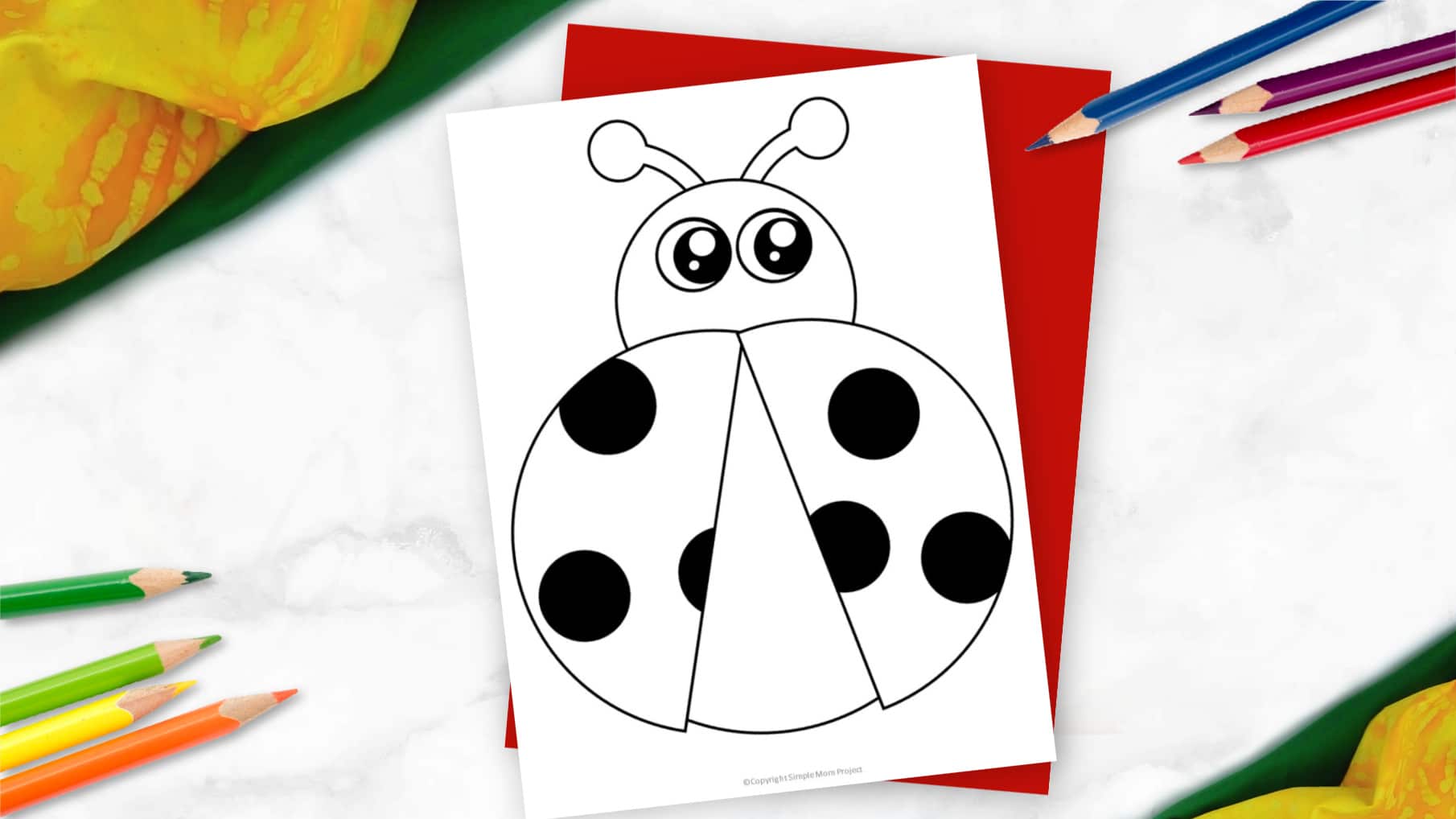 Ladybug on leaf. child drawing. Stock Photo by ©soleg 54241259