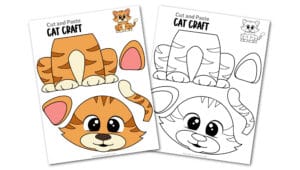 Free printable cat craft for toddlers, preschoolers and kindergartners