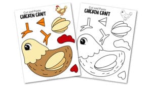 Free printable chicken craft for toddlers, preschoolers and kindergartners