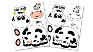 Free printable cow craft for toddlers, preschoolers and kindergartners