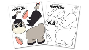 Free printable donkey craft for toddlers, preschoolers and kindergartners