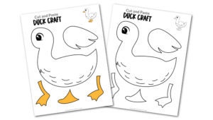 Free printable duck craft for toddlers, preschoolers and kindergartners