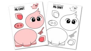 Free printable pig craft for toddlers, preschoolers and kindergartners
