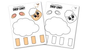 Free printable sheep craft for toddlers, preschoolers and kindergartners