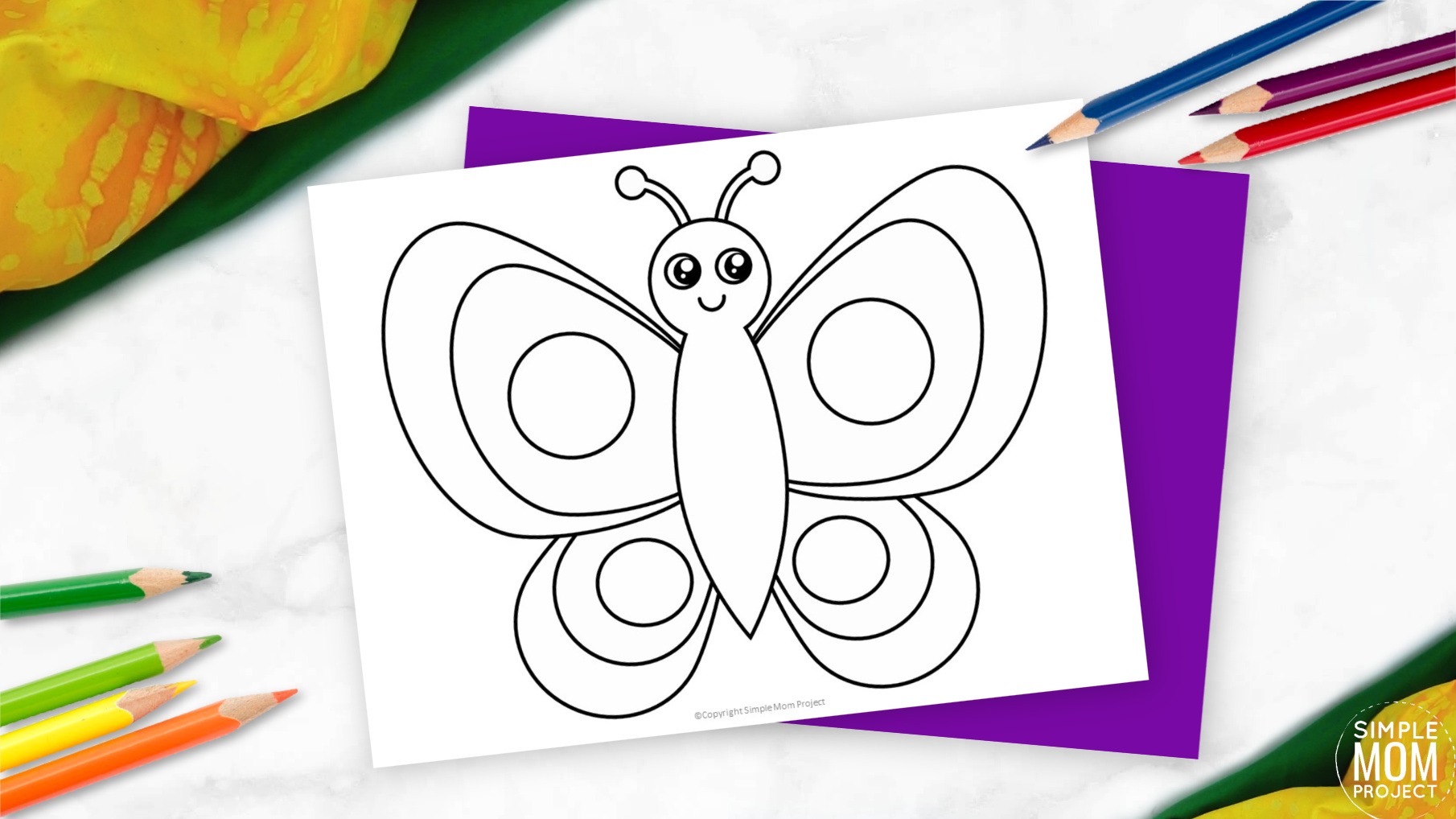 Free Printable Butterfly Template for Kids, preschoolers and toddlers