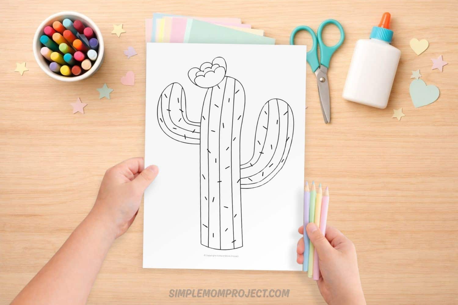 Free printable cactus template for kids – cactus coloring page and craft outline