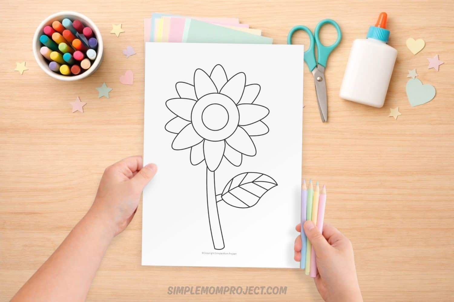 Free printable sunflower template for kids – sunflower coloring page and craft outline