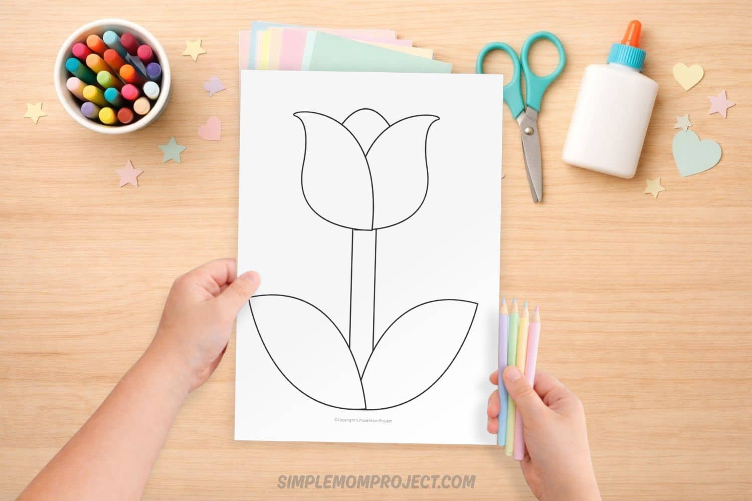 This free printable sunflower template is perfect for bright and fun crafts. Kids can color, cut, and create while building fine motor skills. Great for preschool, kindergarten, and simple classroom or at-home activities.Free printable tulip template for kids – flower outline coloring page and craft