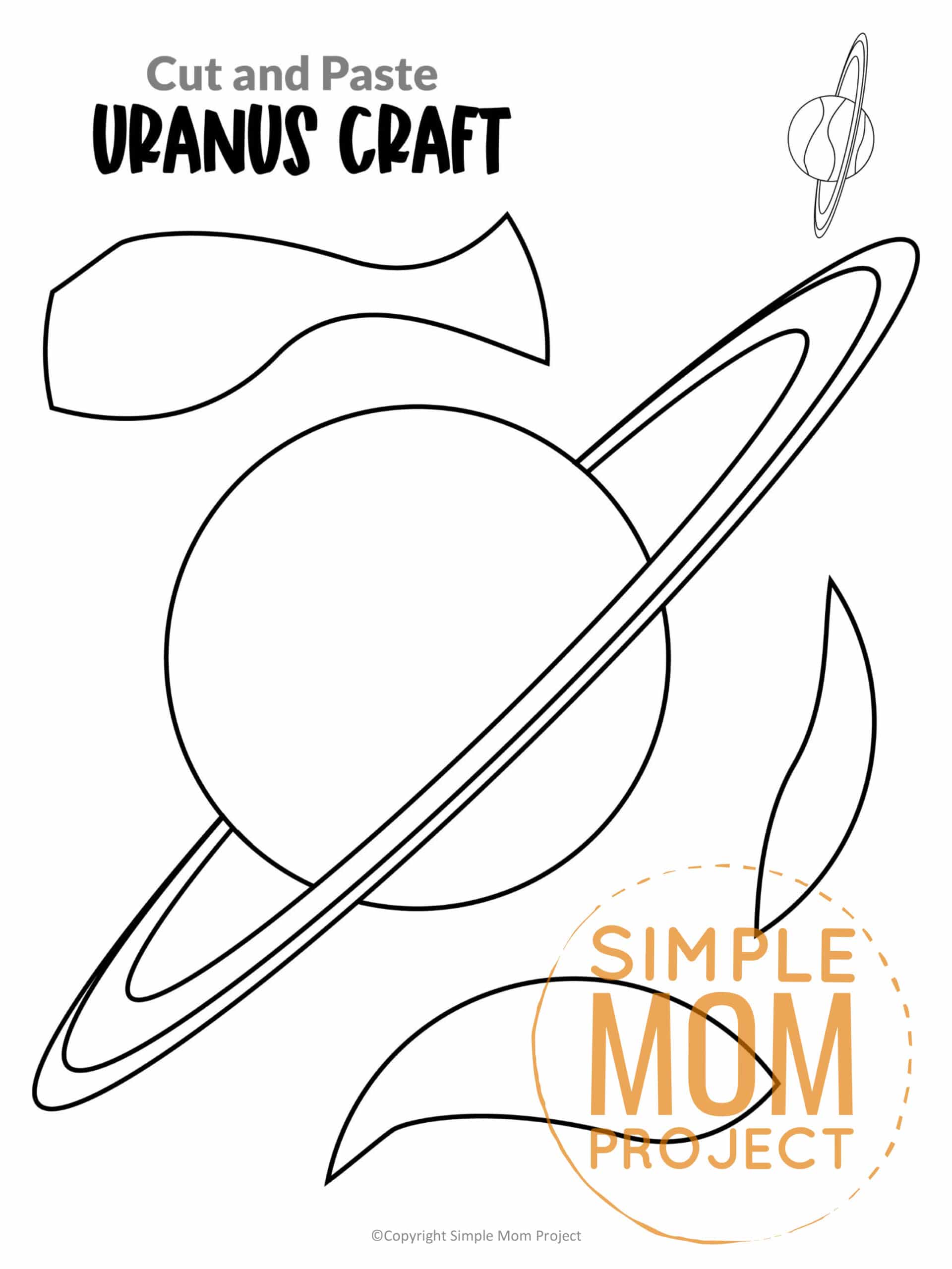 Printable Planet Uranus Craft for Preschoolers, Toddlers and Kindergartners