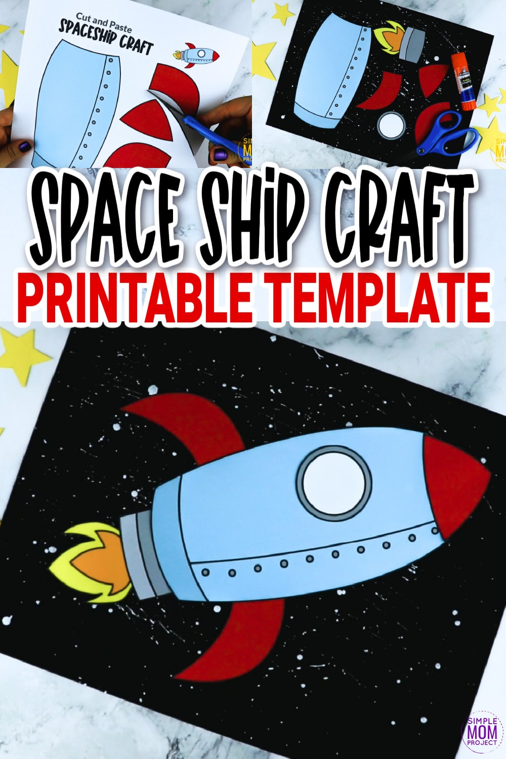 Cut and Paste Rocket Ship Craft with Spaceship Template Simple Mom