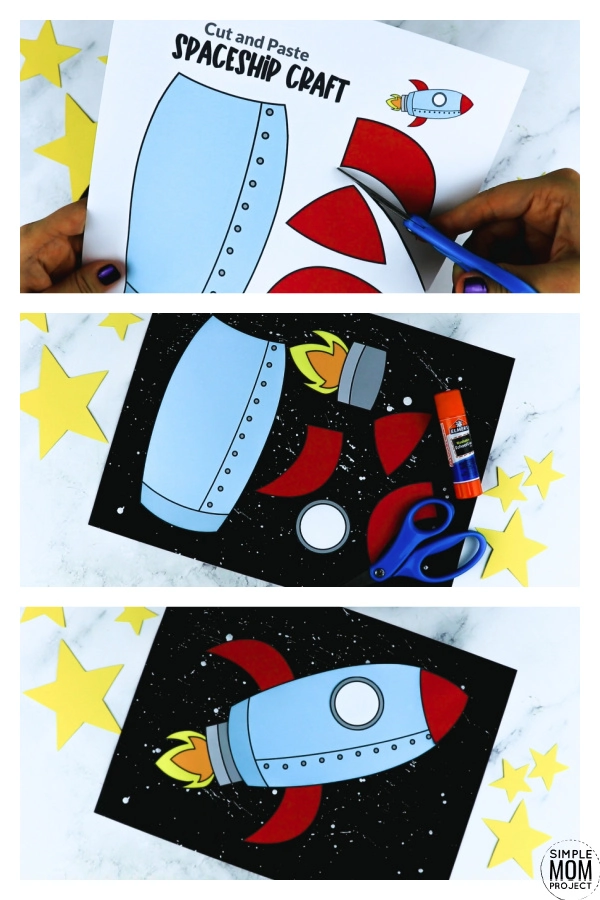 Cut and Paste Rocket Ship Craft with Spaceship Template – Simple Mom ...