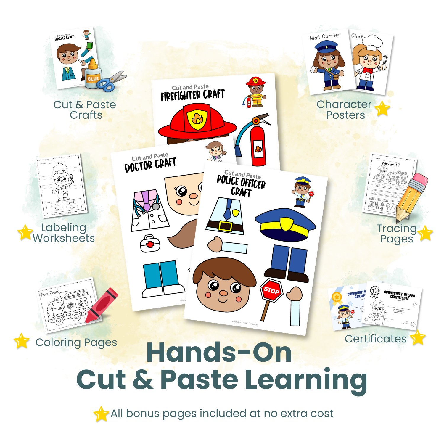 community helper worksheets for kids tracing labeling coloring printable preschool kindergarten