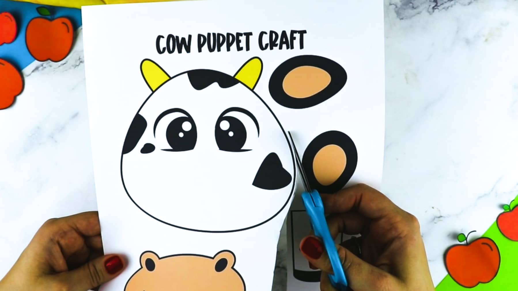 Printable Cow Paper Bag Puppet Craft for Kids Preschoolers Toddlers and Kindergartners