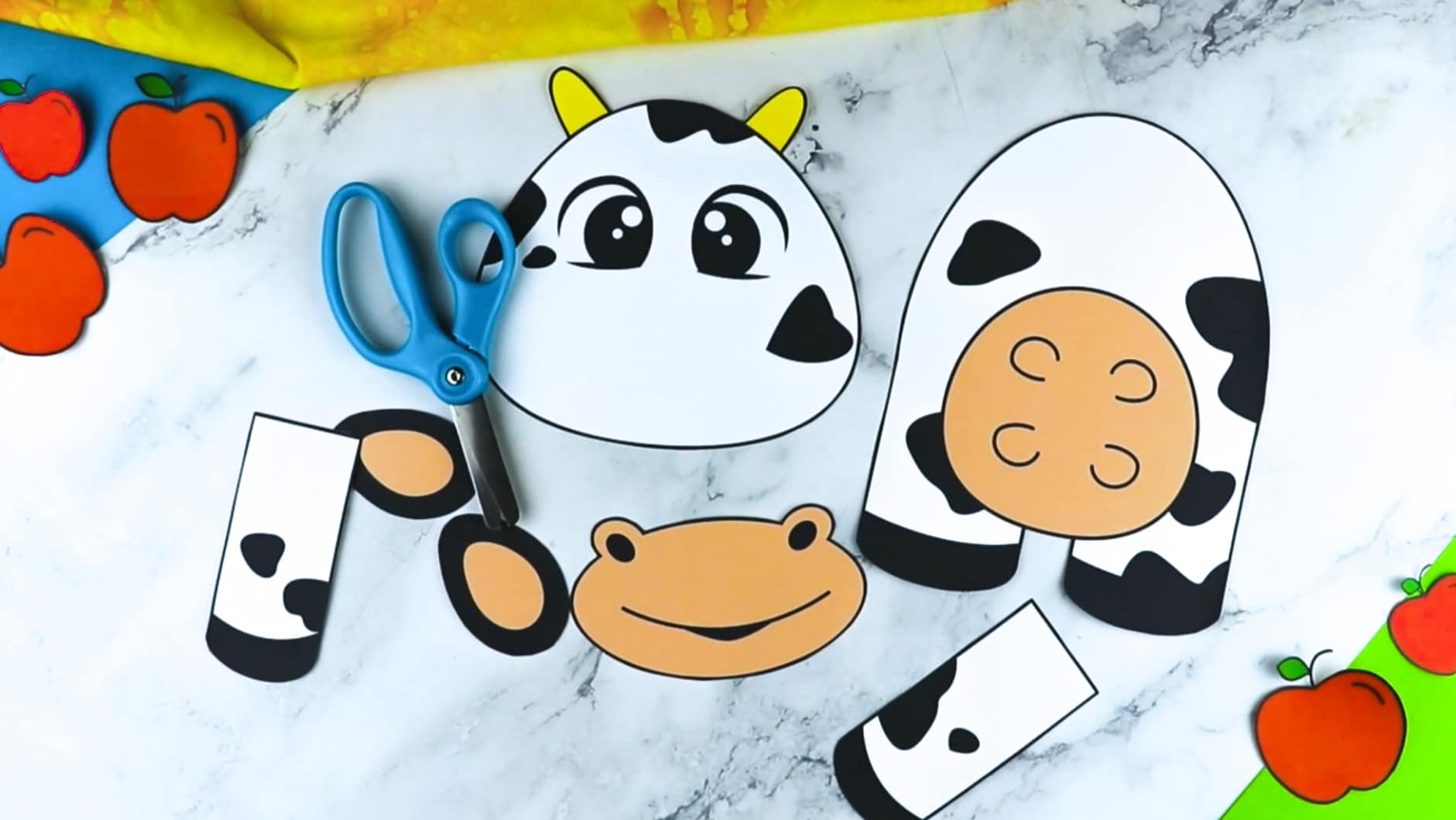 Printable Cow Paper Bag Puppet Craft for Kids Preschoolers Toddlers and Kindergartners