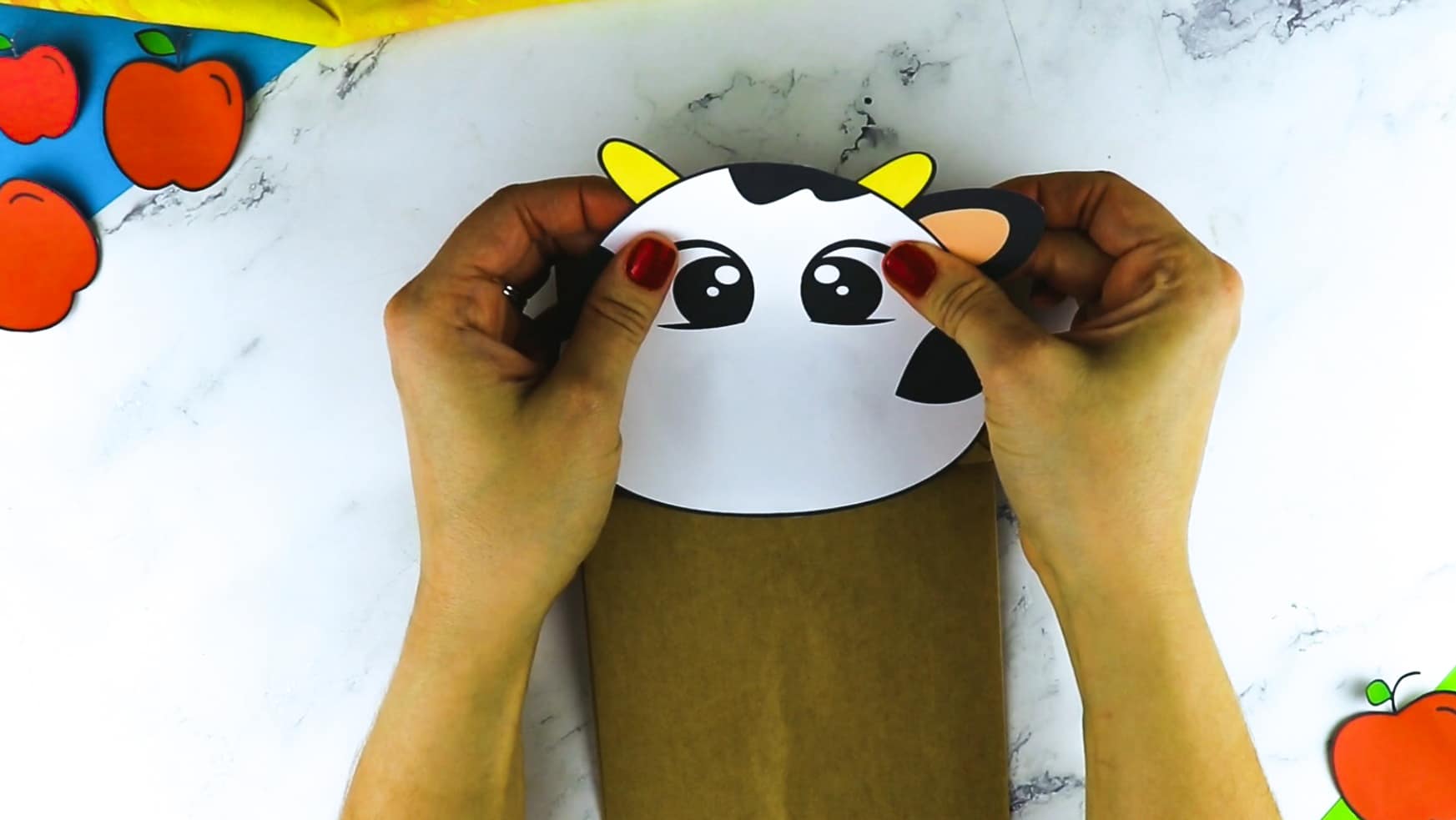 Printable Cow Paper Bag Puppet Craft for Kids Preschoolers Toddlers and Kindergartners