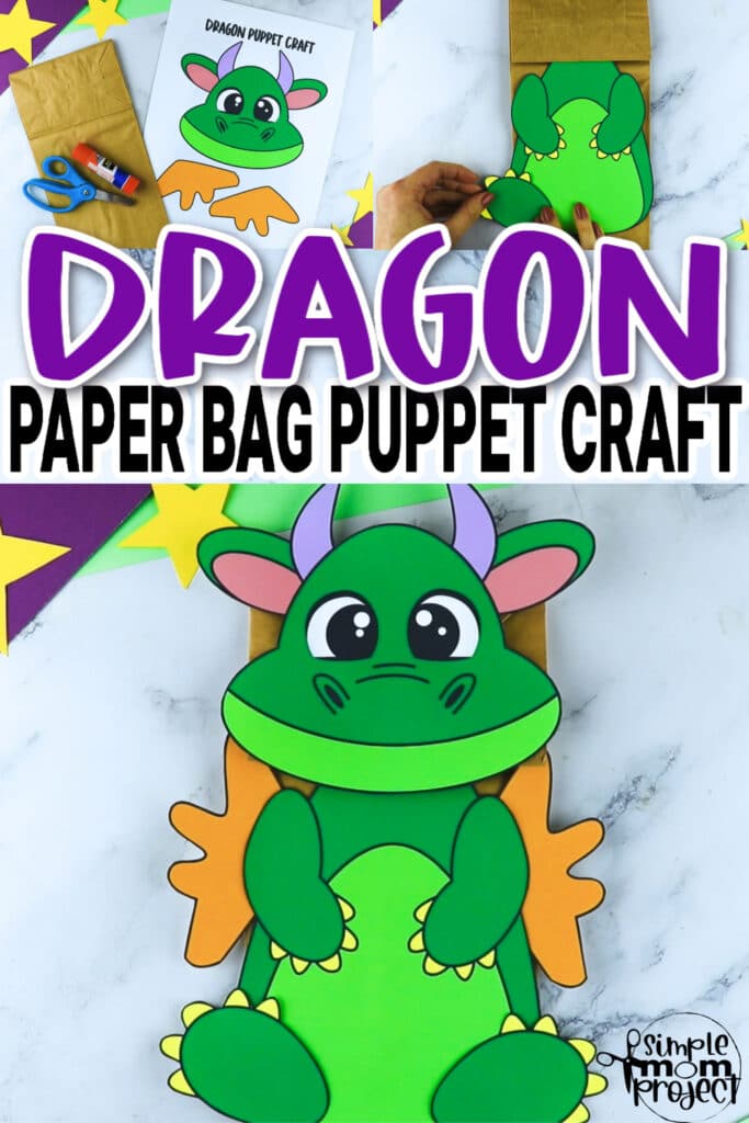 Printable Dragon Paper Bag Craft for Kids Preschoolers toddlers kindergarten