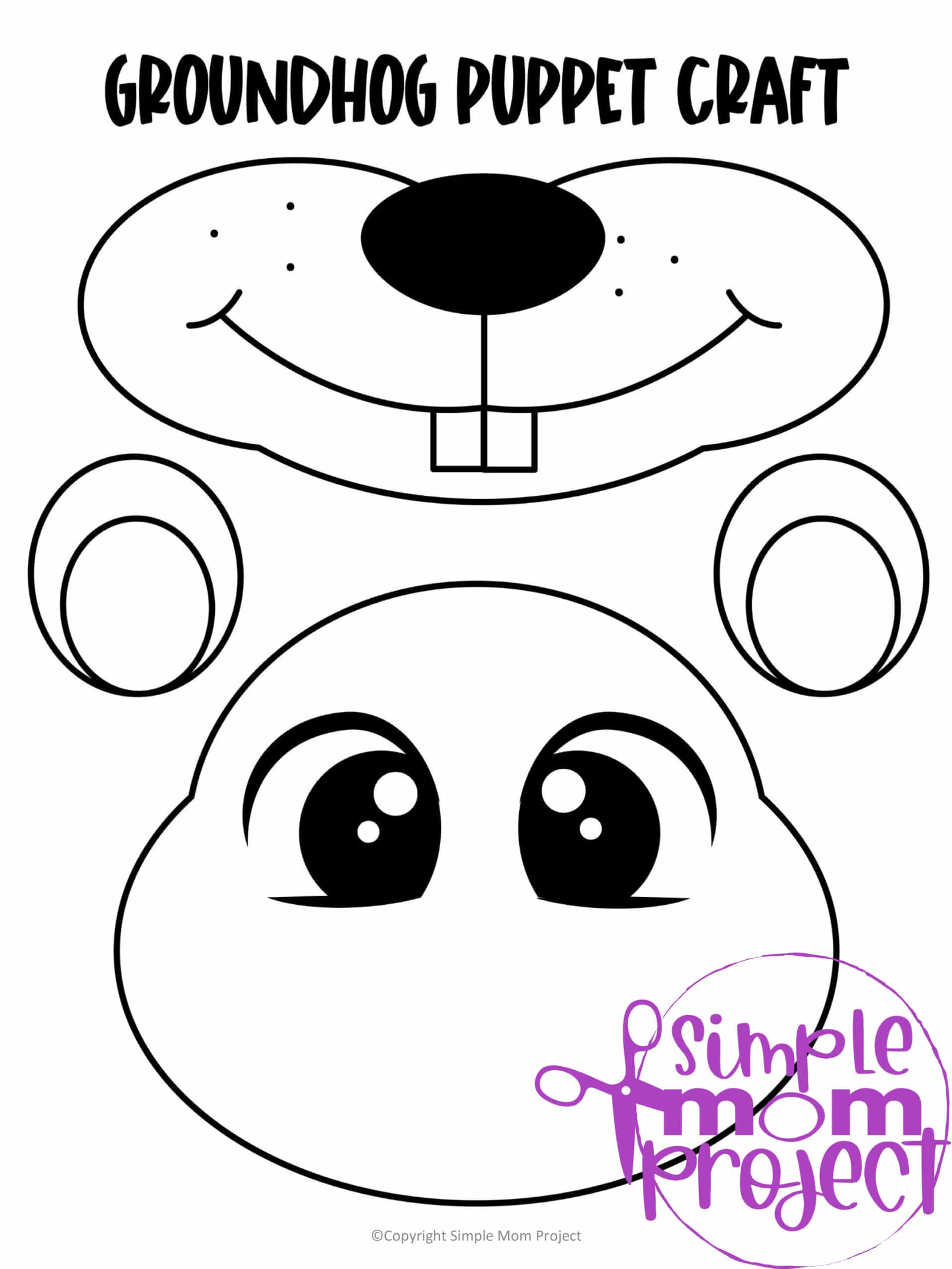 Printable Groundhog Paper Bag Craft for Kids Preschoolers toddlers kindergarten