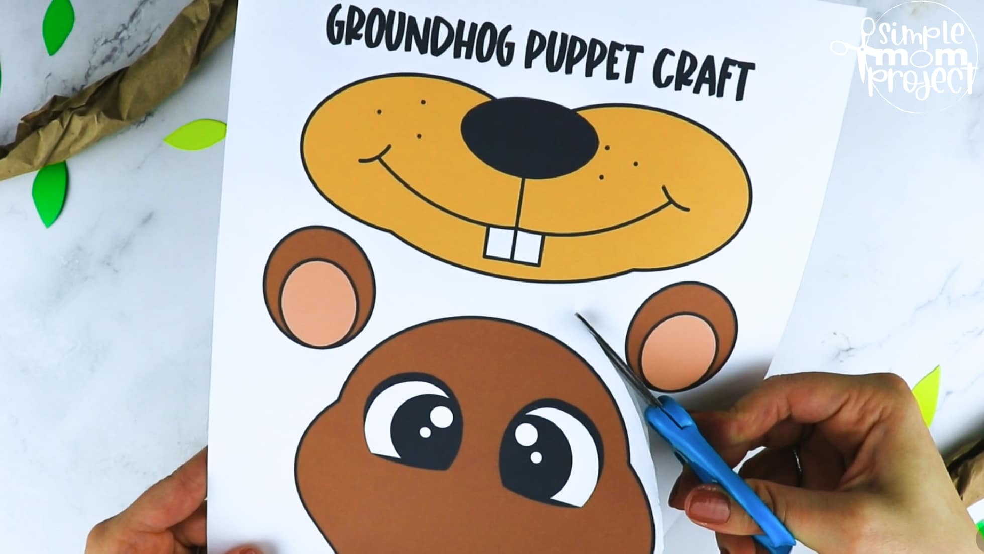 Printable Groundhog Paper Bag Craft for Kids Preschoolers toddlers kindergarten