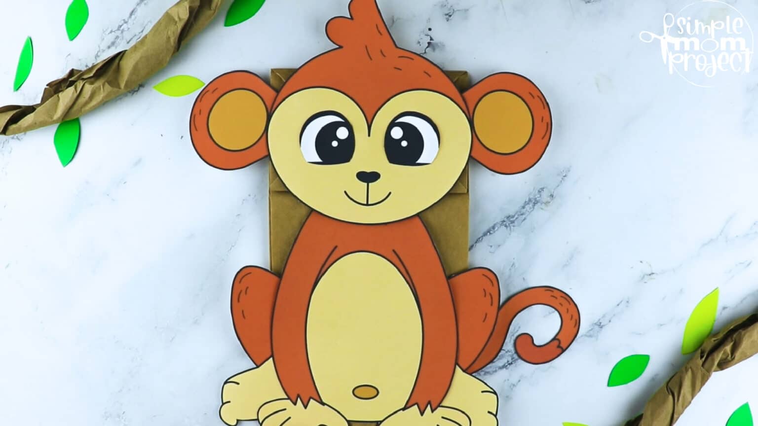 Printable Monkey Paper Bag Puppet Template - Simple Mom Project