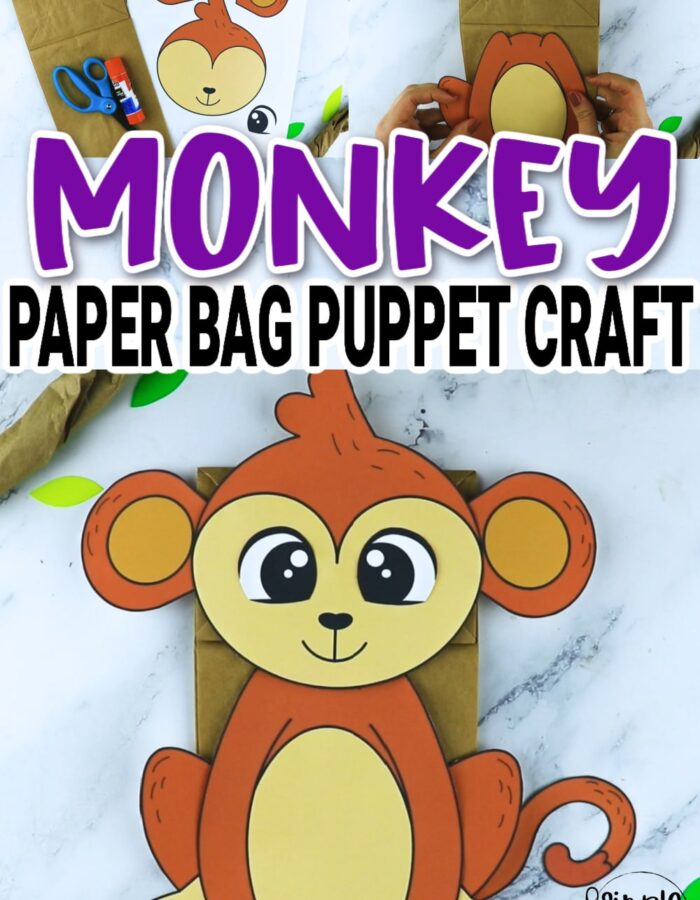 Printable Monkey Paper Bag Safari and Jungle and Zoo Craft for Kids Preschoolers toddlers 11