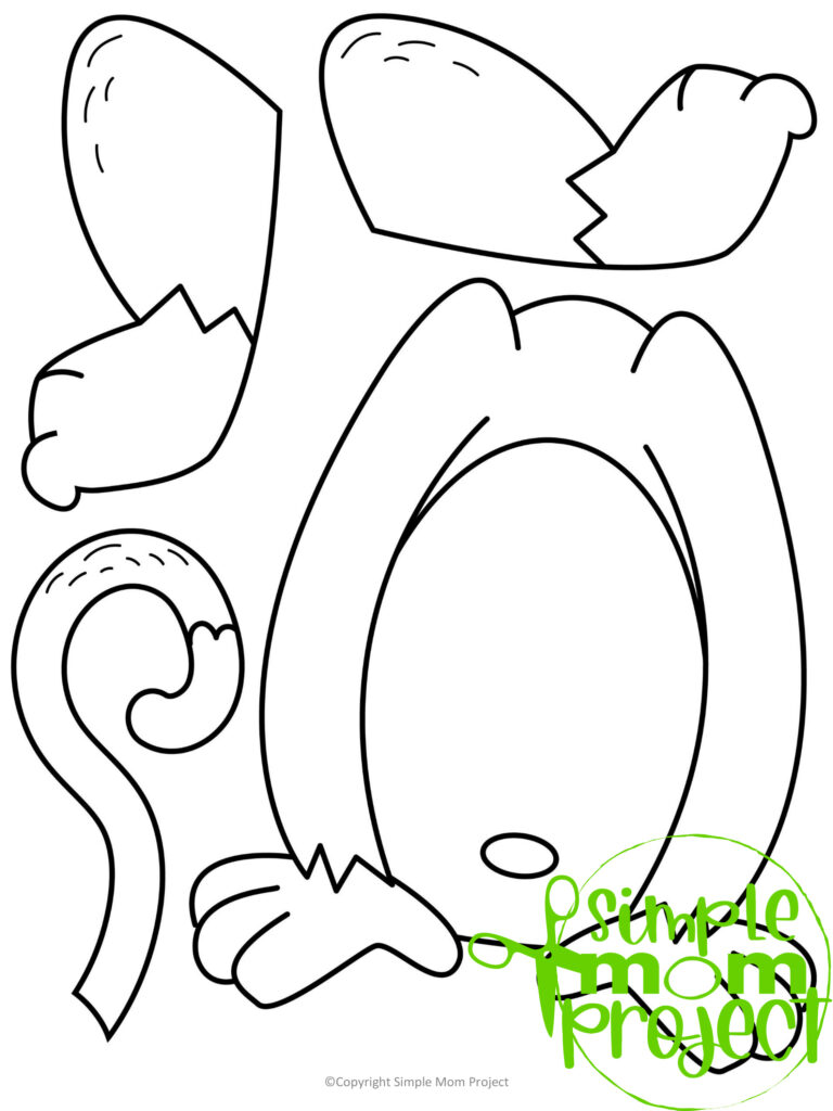 Printable Monkey Paper Bag Puppet Template – Simple Mom Project
