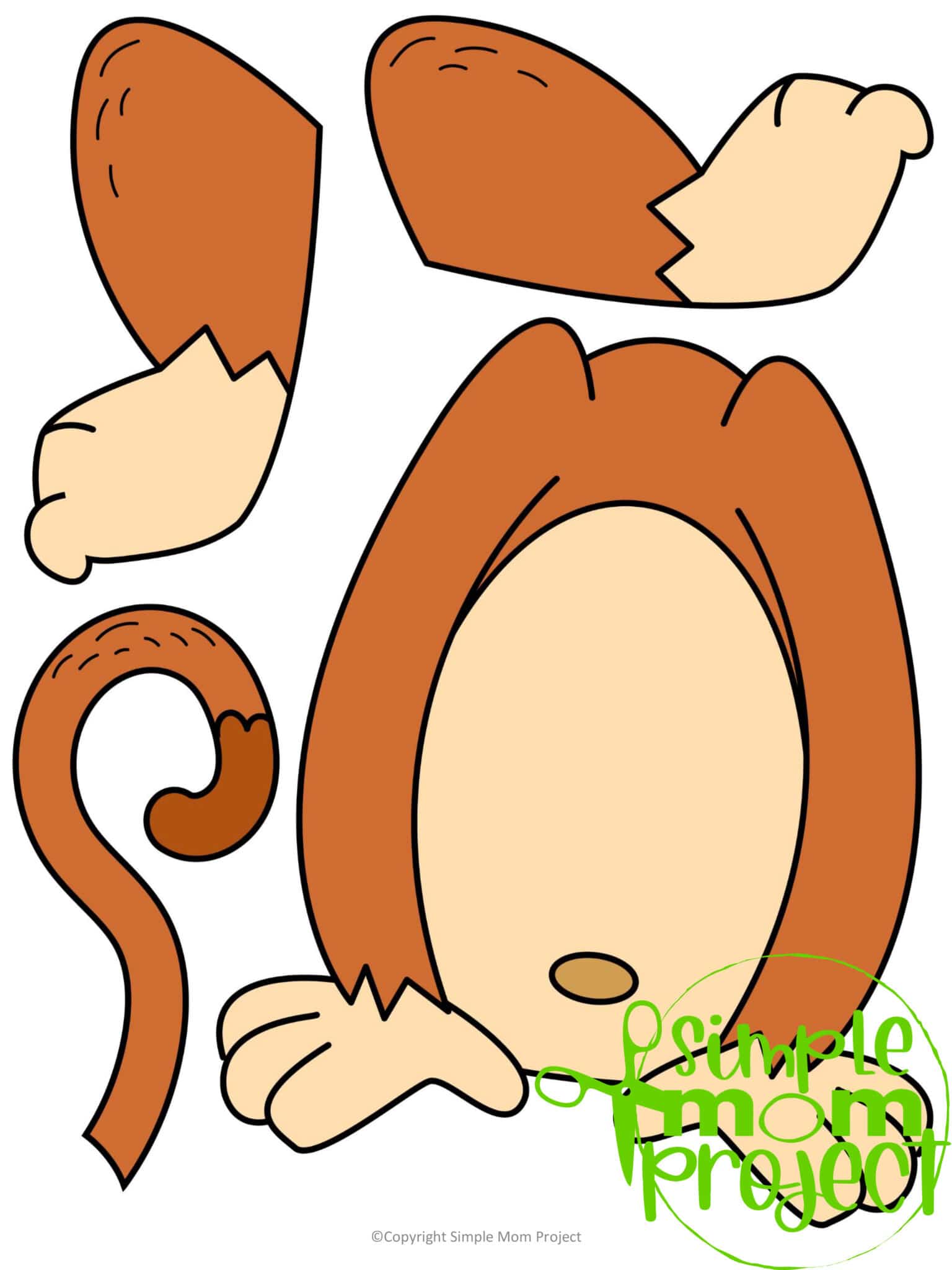 Printable Monkey Paper Bag Puppet Template Simple Mom Project