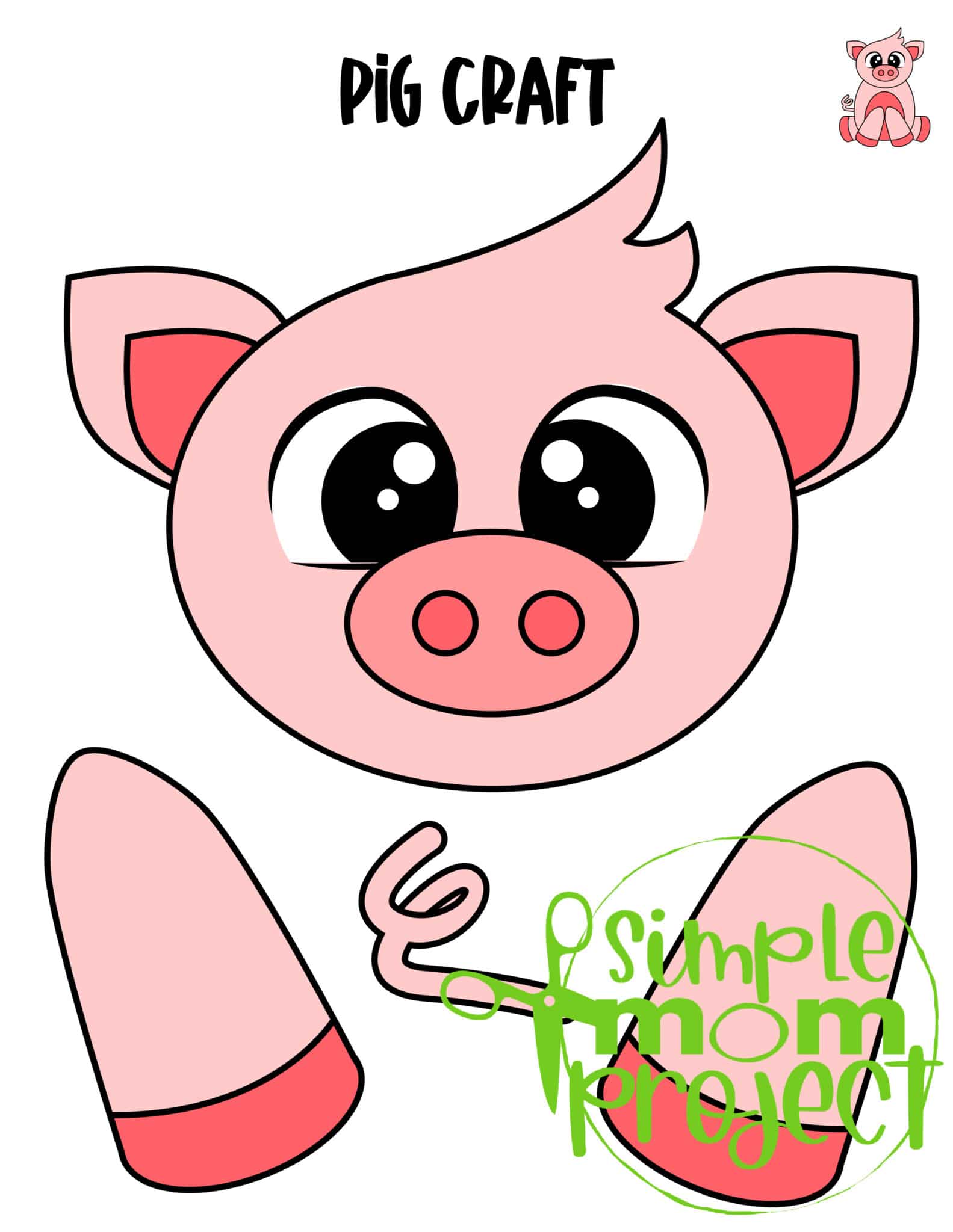 Printable Pig Paper Bag Puppet Template - Simple Mom Project