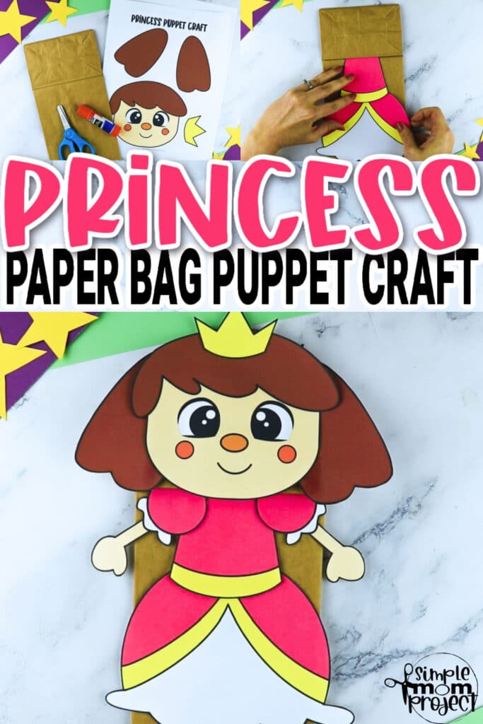 Printable Princess Paper Bag Craft for Kids Preschoolers toddlers kindergarten