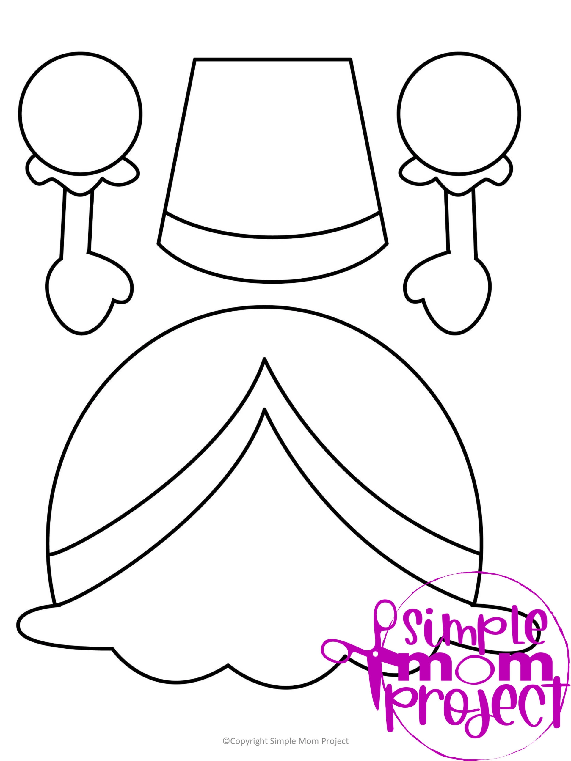 Printable Princess Paper Bag Craft for Kids Preschoolers toddlers kindergarten
