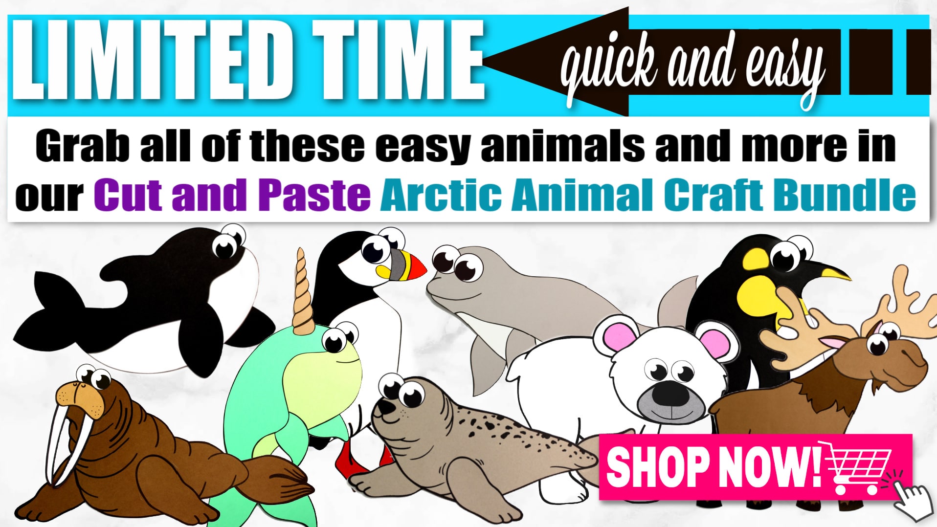 Printable Arctic Animal Cut and Paste Crafts for Kids, kindergartners, preschoolers and toddlers Sales