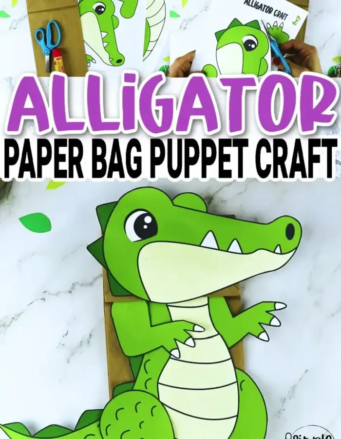 Are you searching for a fun craft activity to teach about the letter A? This easy peasy alligator paper sack puppet is the perfect preschool kids craft and your little ones will love making it! Grab your printable alligator template now!