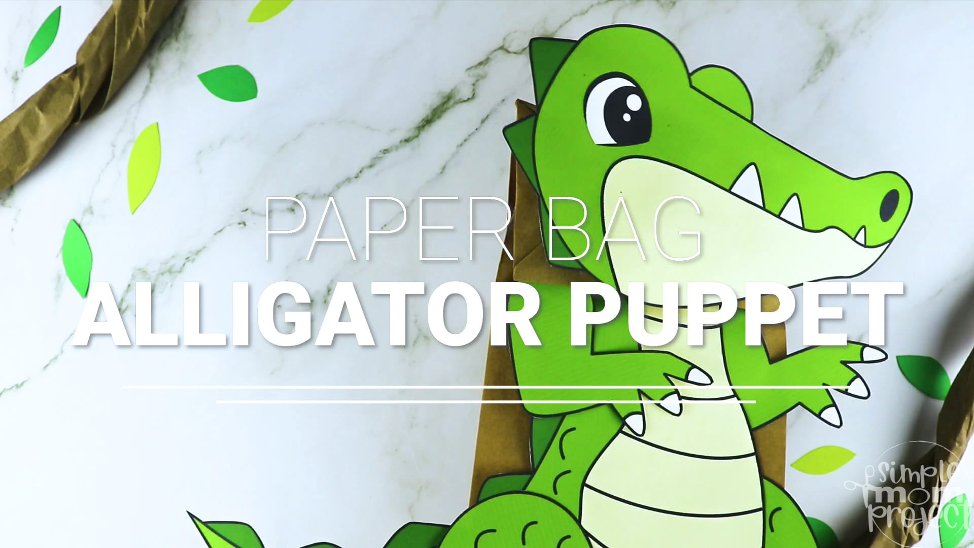 Printable Zoo Animal Alligator Paper Bag Puppet Craft for Kids, preschoolers, toddlers and kindergartners