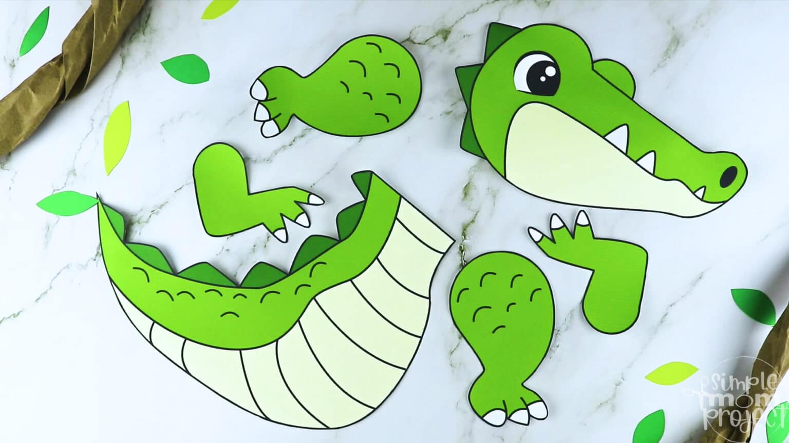 Printable Alligator Paper Bag Puppet Template - Simple Mom Project