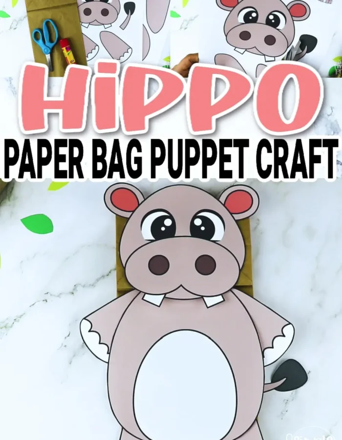 Are you searching for a fun craft activity to teach about the letter H? This easy peasy hippo paper bag puppet is the perfect preschool kids craft and your little ones will love making it! Grab your hippo template now!