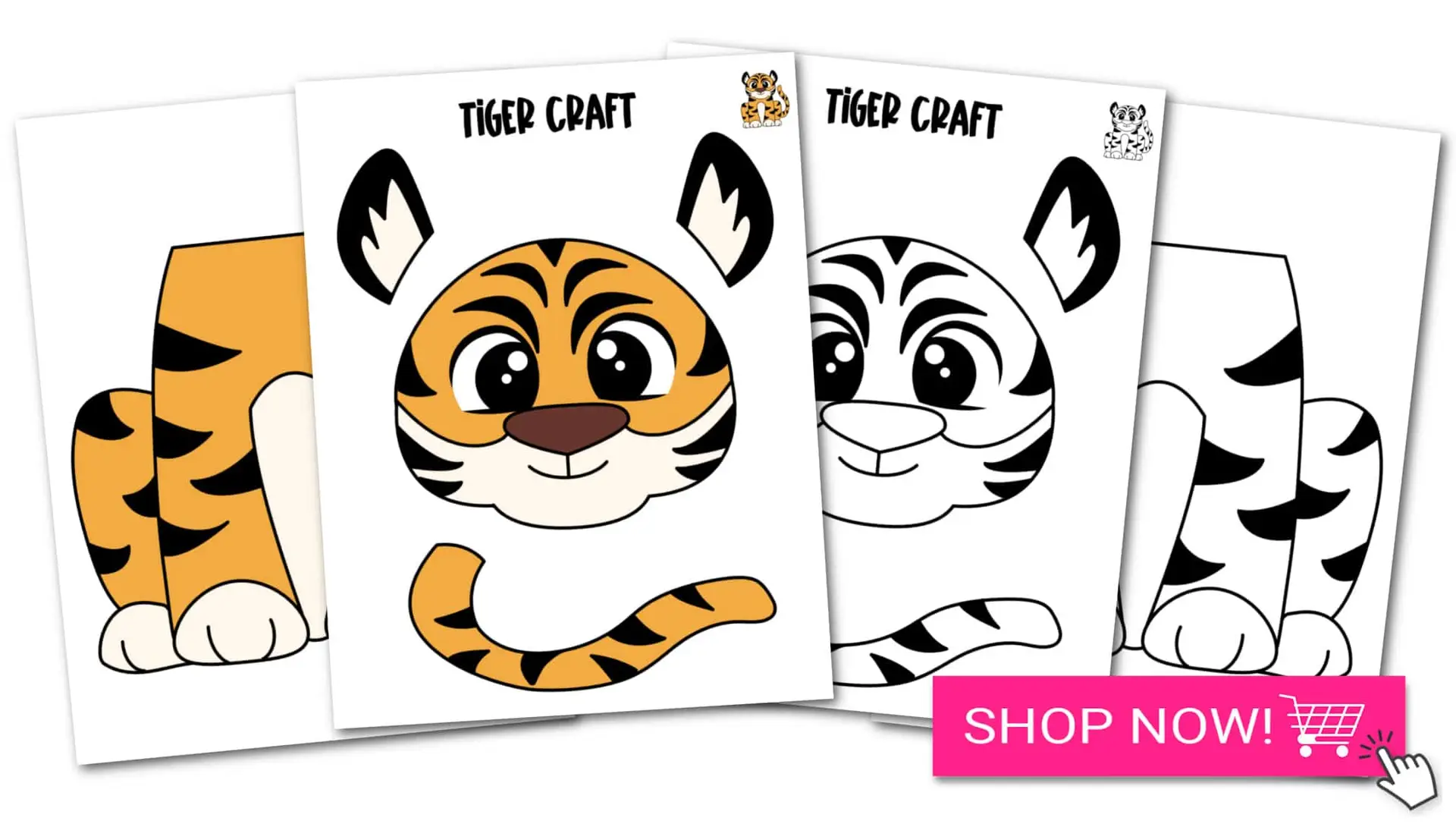 Printable Zoo Animal Tiger Paper Bag Puppet Craft Toddlers, Preschoolers, Kindergarteners and Older Kids