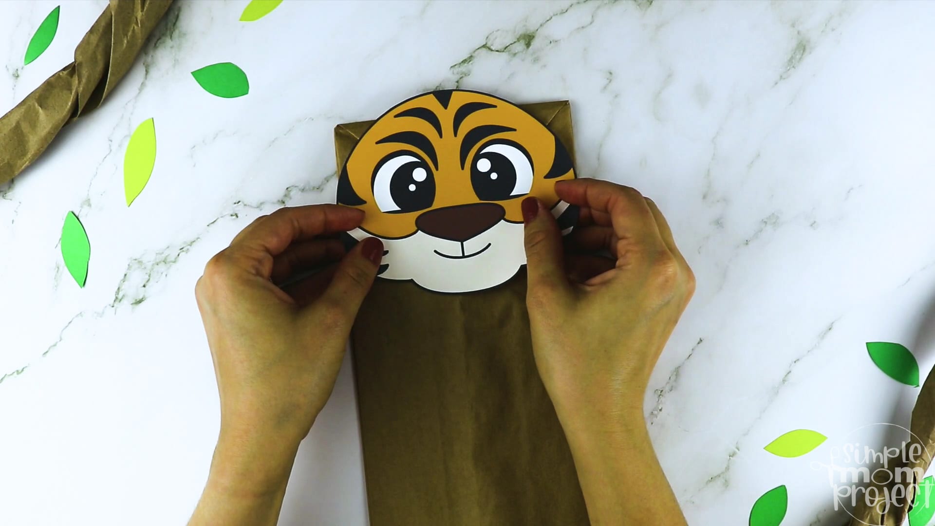 Printable Zoo Animal Tiger Paper Bag Puppet Craft for Kids, preschoolers, toddlers and kindergartners