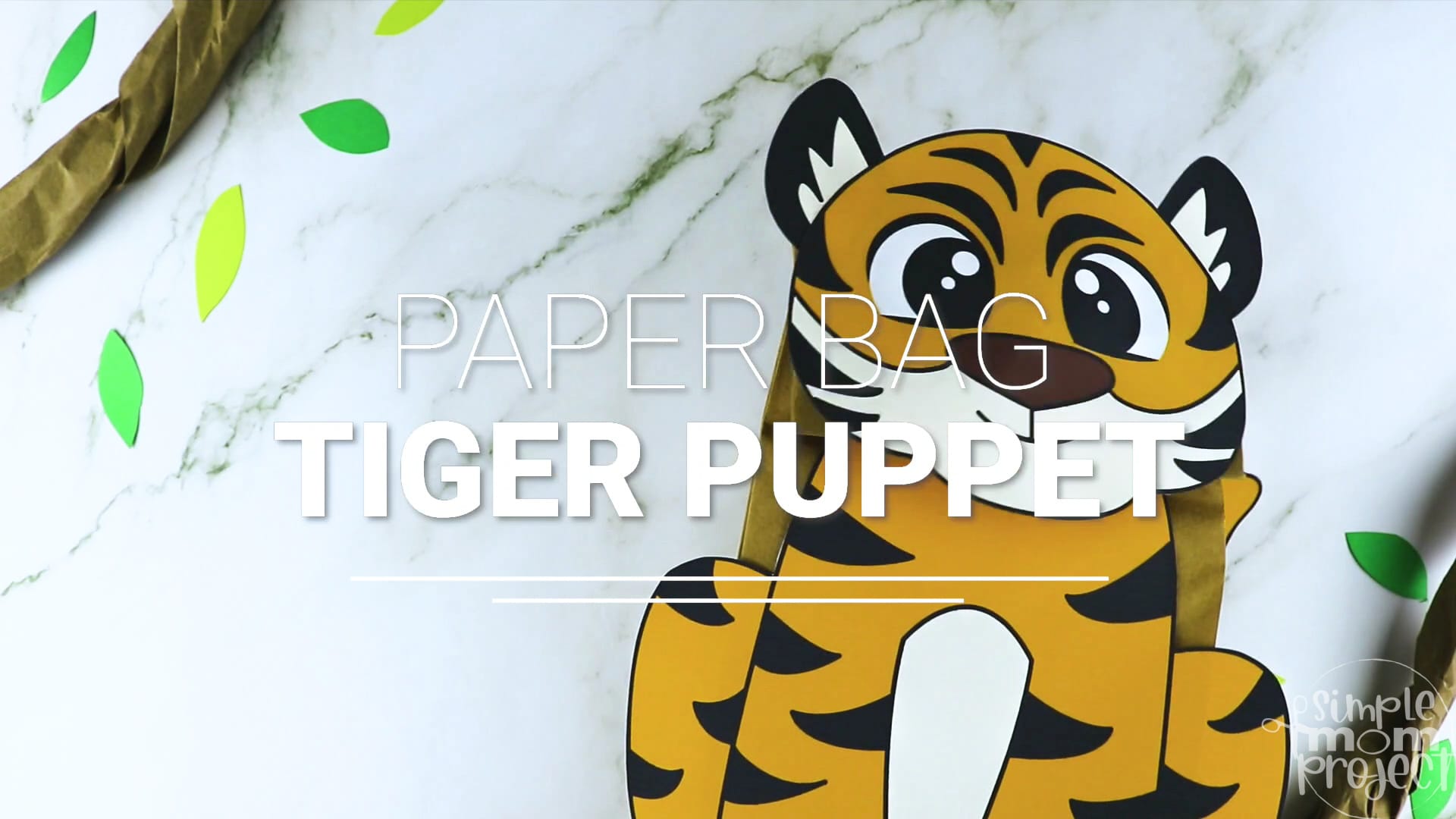 Printable Zoo Animal Tiger Paper Bag Puppet Craft for Kids, preschoolers, toddlers and kindergartners