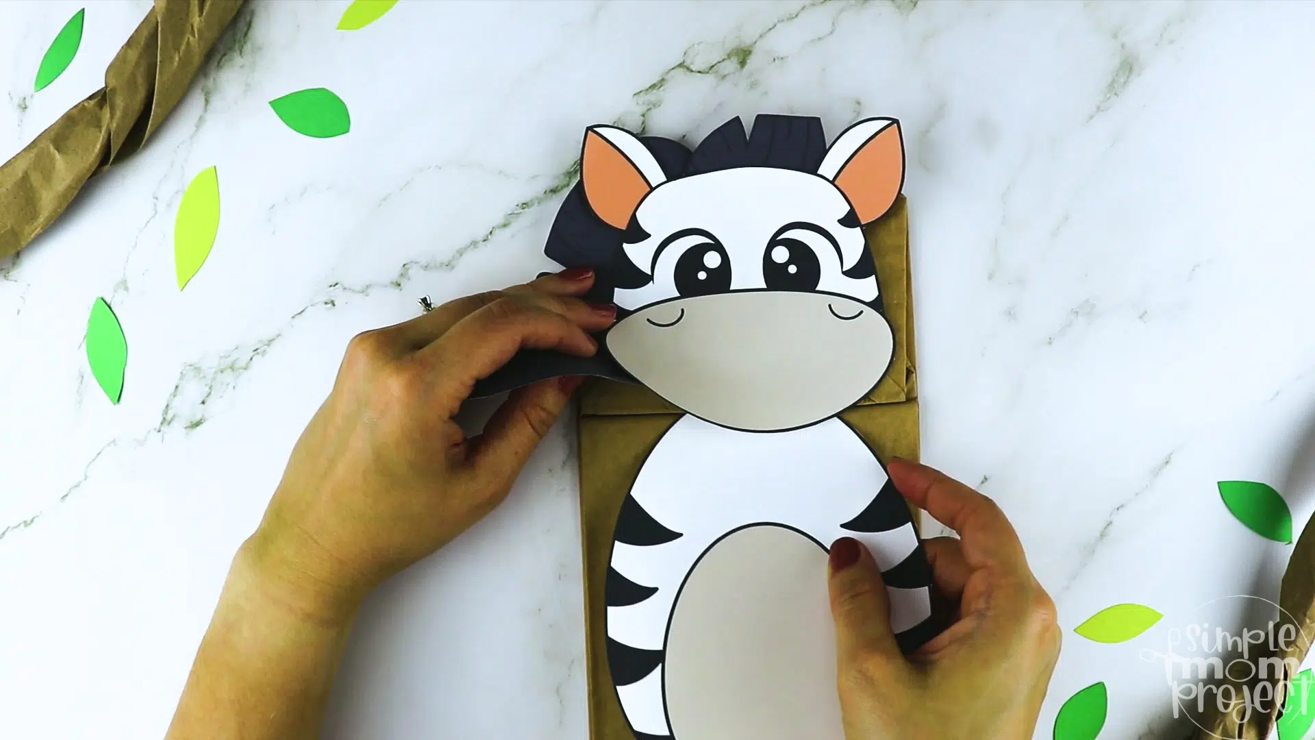 Printable Zoo Animal Zebra Paper Bag Puppet Craft for Kids, preschoolers, toddlers and kindergartners