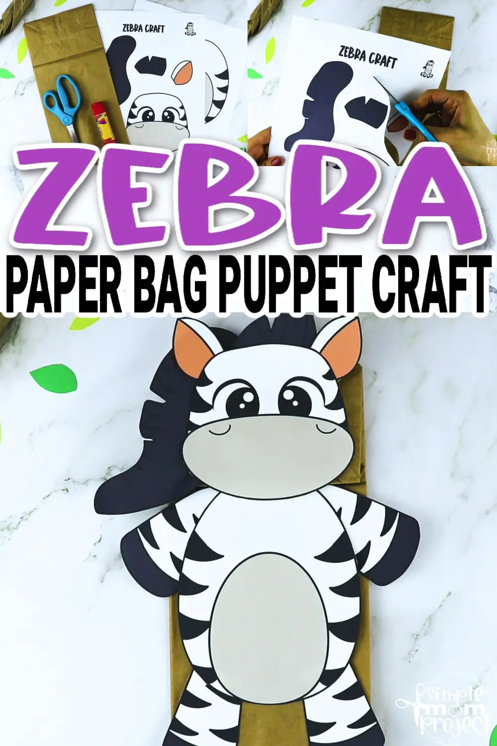 Are you looking for a printable zebra template to make a fun paper bag zebra puppet? This adorable zebra animal is the perfect preschool craft for teachers to teach their kids the letter z. Click now to grab your zebra hand puppet toddler craft now!