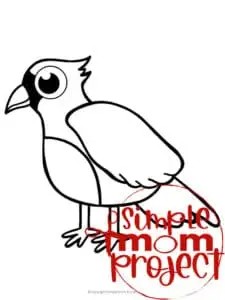 Printable Cardinal Template Coloring Page for Kids Preschoolers Toddlers and Bird Crafts 1