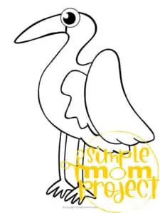 Printable Crane Template Coloring Page for Kids Preschoolers Toddlers and Bird Crafts 1