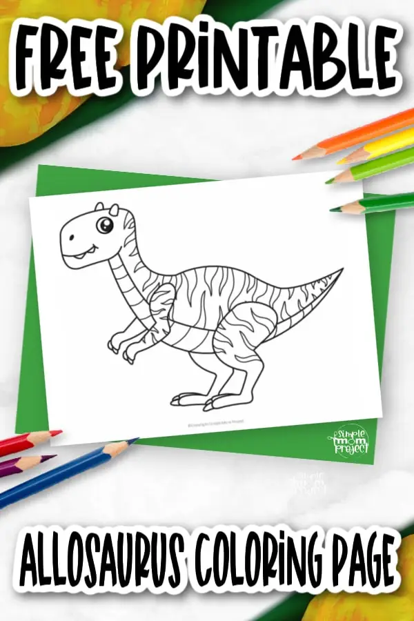 Printable Dinosaur Allosaurus Template Coloring Page for Kids, preschoolers, toddlers 3