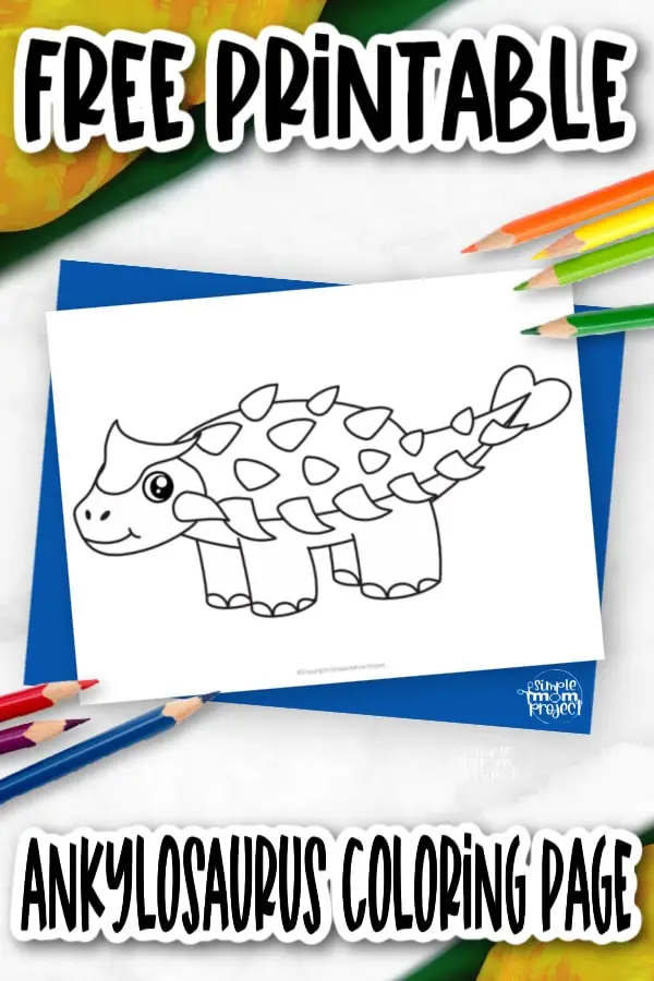 Printable Dinosaur Ankylosaurus Template Coloring Page for Kids, preschoolers, toddlers 3