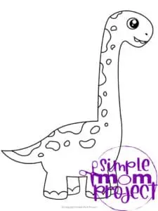 Printable Dinosaur Brachiosaurus Template Coloring Page for Kids, preschoolers, toddlers 1