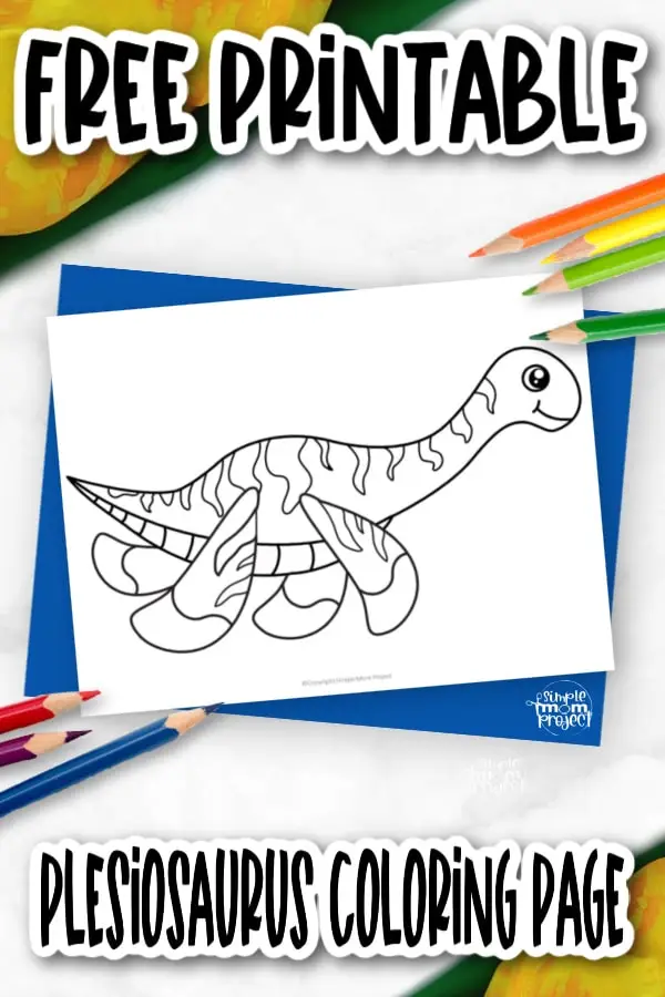 Printable Dinosaur Plesiosaurus Template Coloring Page for Kids, preschoolers, toddlers 3